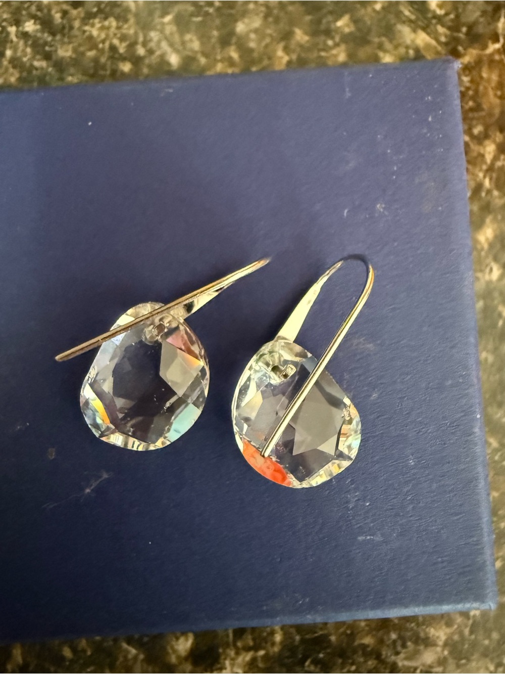 Swarovski Faceted Clear Crystal Teardrop Earrings with Silver Hooks